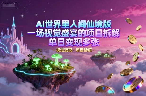 AI世界里人间仙境版，一场视觉盛宴的项目拆解，单日变现多张