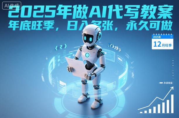 2025年做AI代写教案，年底旺季，日入多张，永久可做