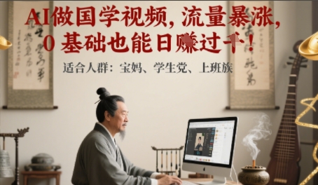 AI做国学视频,流量暴涨 ,0 基础也能日入多张